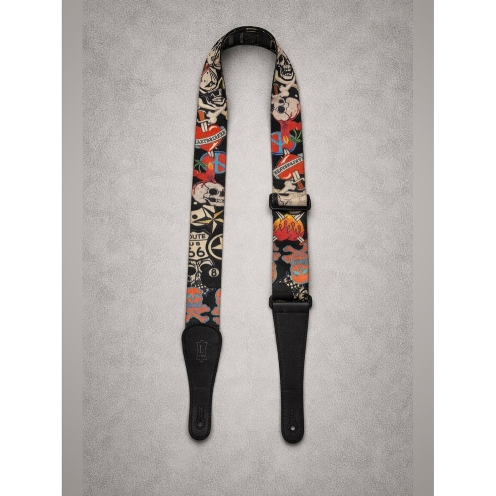 Levys  2" Polyester Guitar Strap Skull Grunge Gothic Band Rock & Roll